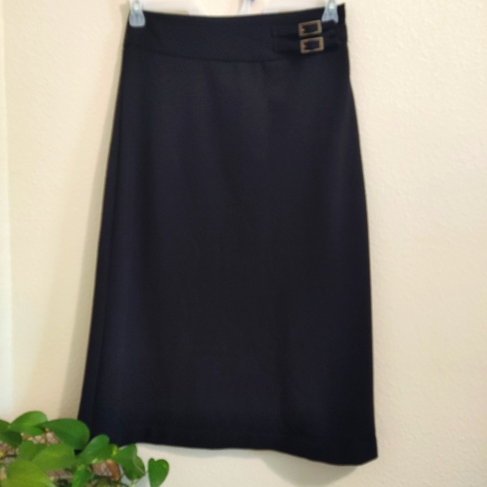 Vintage Tailor B. Moss Black Skirt with Buckles Size 6
